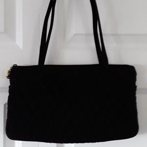 VERA BRADLEY BLACK COTTON QUILTED SHOULDER BAG EUC
